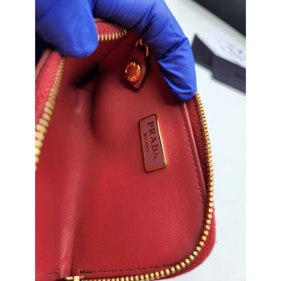 PRADA Saffiano Metal Zip Around Key Holder - Peonia - Picture 10 of 10